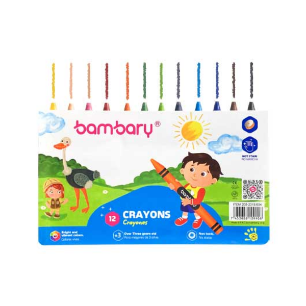 Bambary Crayones Triangulares +3Años 12 Unidades 205-2015/004