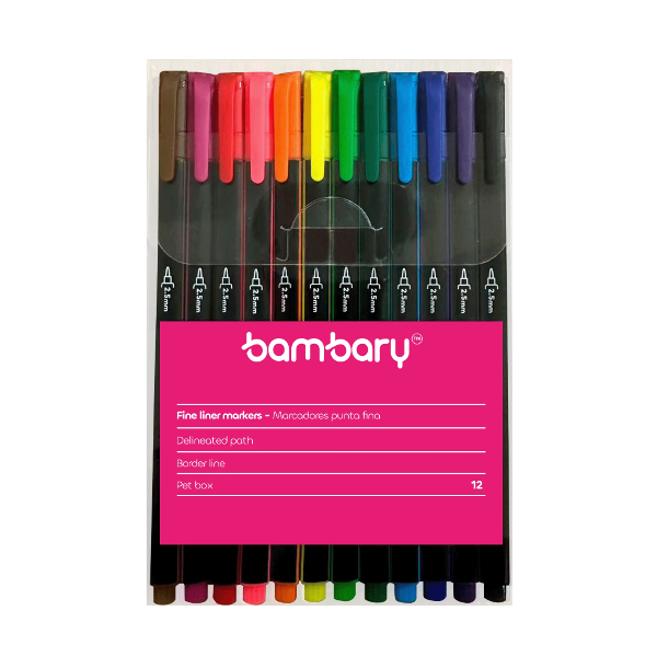 Bambary Marcadores Lavables Punta Fina X 12 Unidades 205-3030/001
