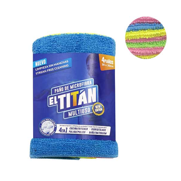 El Titan Paño De Microfibra Multiuso X 4 Unidades