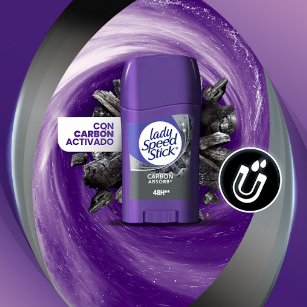 Lady Speed Stick Desodorante Barra Carbon Absorbente 45Gr. - Imagen 2