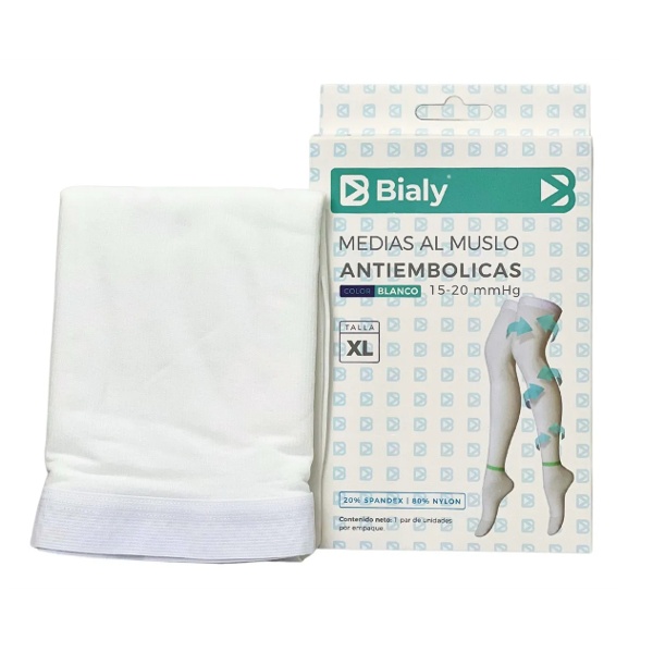 Medias Antiembolicas Muslo 15-20Mmhg Talla Xl Blanco Bialy