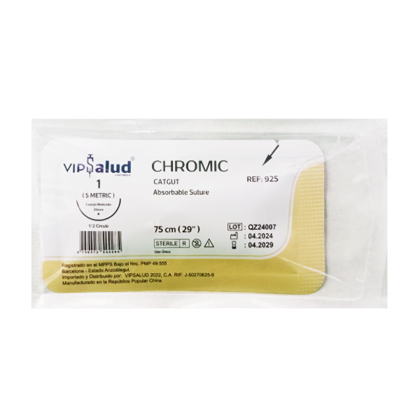 Sutura Cromico 1 Aguja Curva No Cortante Absorbible 75Cm-35Mm Vip Salud