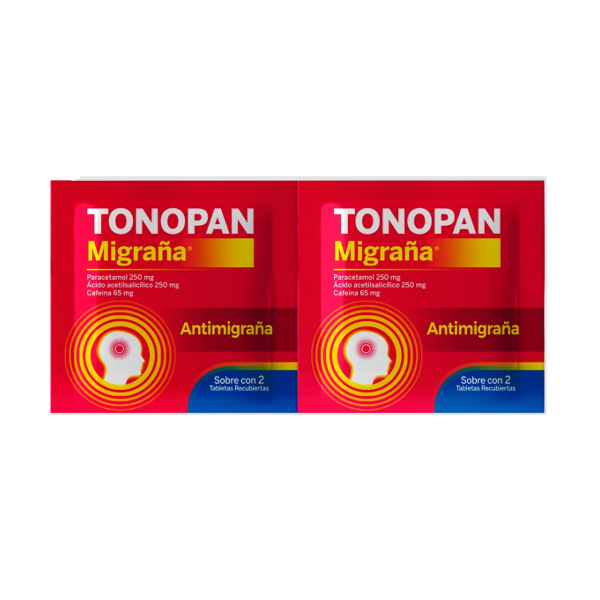 Tonopan Paracetamol - Ácido Acetilsalicílico - CafeÍna X 2 Tabletas De Dispensador. Portugal