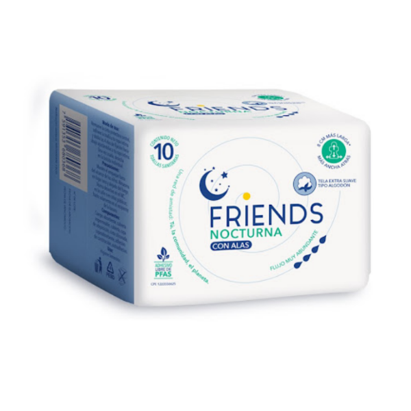 Friends Toallas Extra Suave Nocturna Con Alas X 10 Unidades