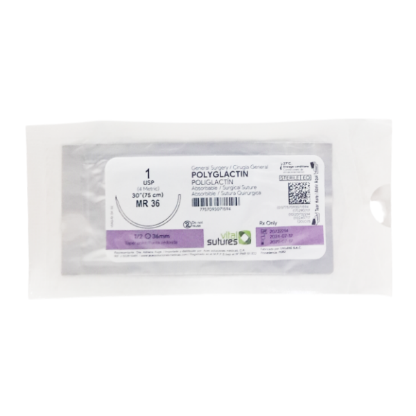 Sutura Vicryl 1 75Cm/36Mm P.Conica 1/2 Vital  Suture