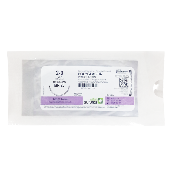 Sutura Vicryl 2-0 75Cm/26Mm P.Conica 1/2 Vital Suture