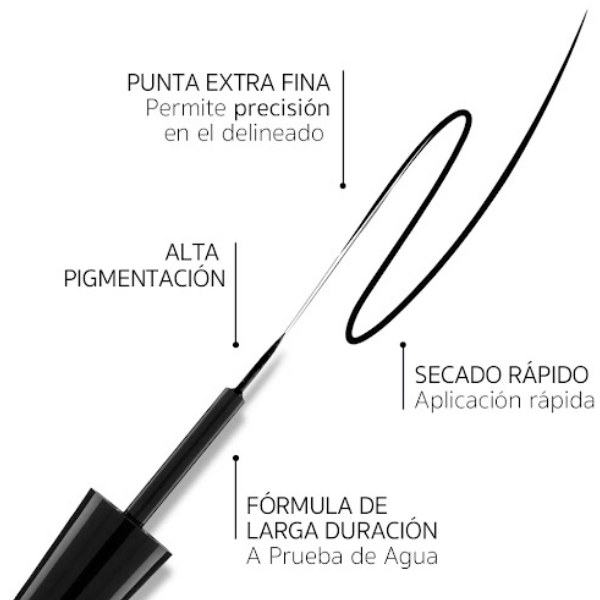 Valmy Delineador Líquido Para Ojos Waterproof Negro Matte - Imagen 3