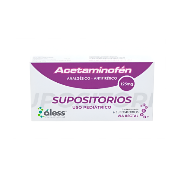 Acetaminofén Pediátrico 125Mg X 6 Supositorios Rectal Aless