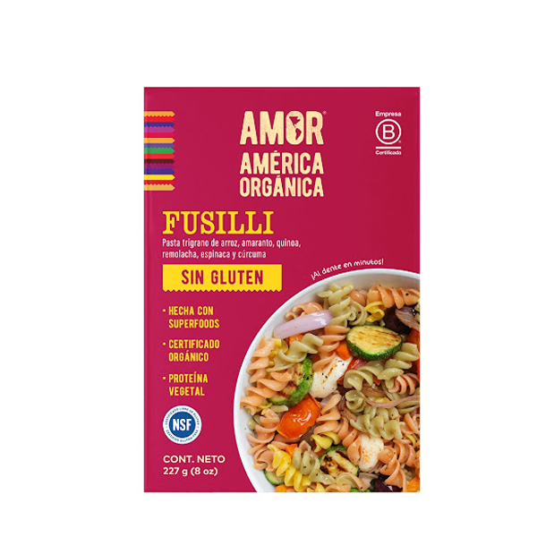 Amor America Organica Pasta Trigrano Fusili Sin Gluten. 227Gr