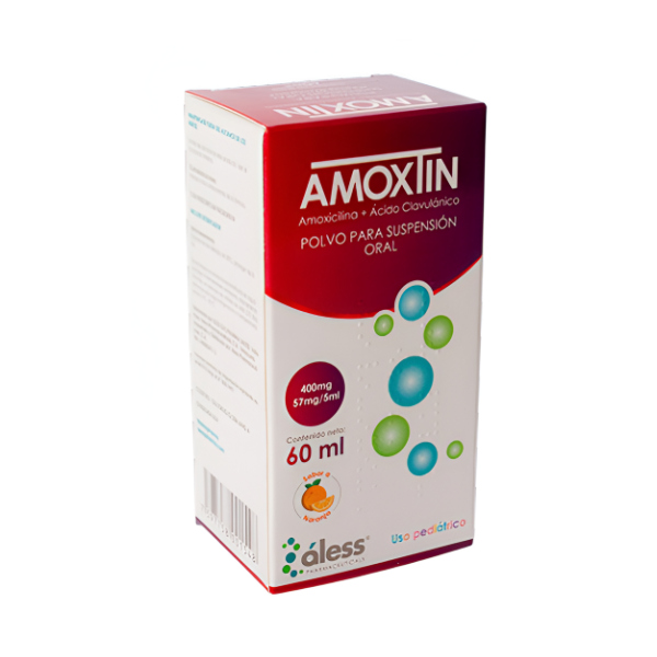 Amoxtin- Ácido Clavulánico+Amoxicilina Suspensión Polvo 600Mg+42.9Mg/5Ml X 60Ml Aless