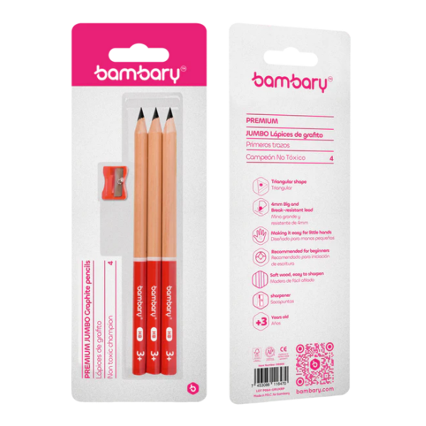 Bambary Lapices De Grafito X3Unds + Sacapuntas 205-1020/000