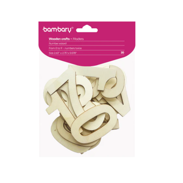 Bambary Numeros De Madera Del 0 Al 9 X20Unds 324-2010/009