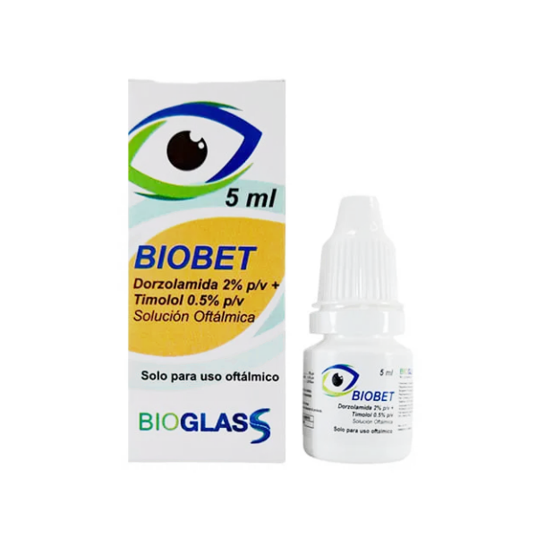 Biobet Dorzolamina+ Timolol Solución Oftálmica  2%/0.5% X 5Ml. Bioglass