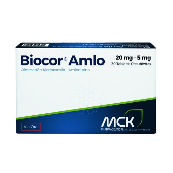 Biocor Amlo Olmesartán+Amlodipina 20mg/5mg x 30 Tabletas - Mck