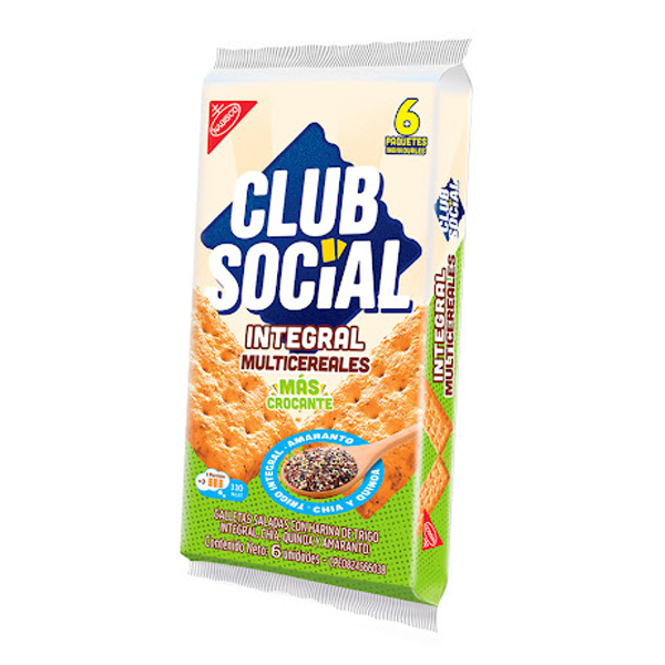 Club Social Galletas Integral Multicereal Paquete  X 6 Unidades