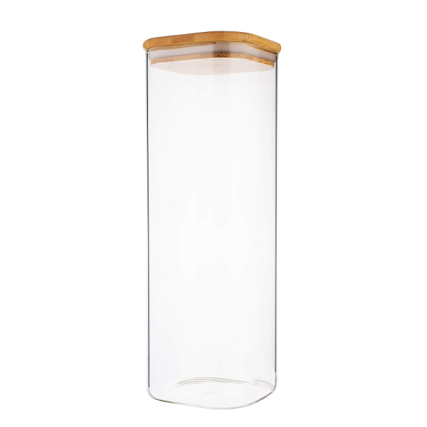 Envase Contenedor Vidrio/Tapa Bambu 28Cm Kt21223