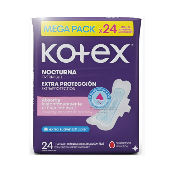 Kotex Toallas Tela/Noche  X 24 Unidades