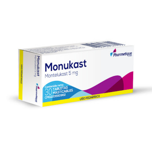 Monukast-Montelukast Pediátrico 5Mg X 30 Tabletas Masticables Pharmetique