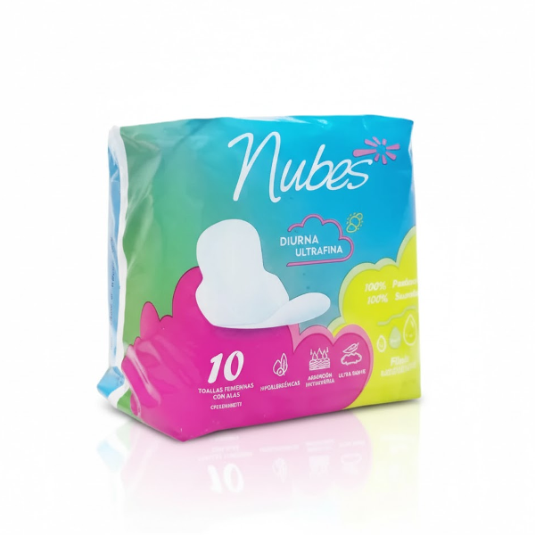 Nubes Toallas Femeninas Con Alas Diurna X10 Unidad