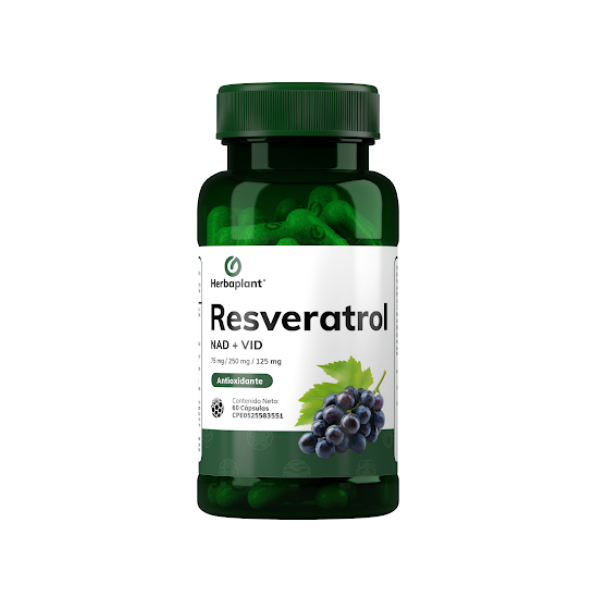 Resveratrol+ Nad+Vitamina D 75Mg/250Mg/125Mg X 60 Cápsulas Herbaplant