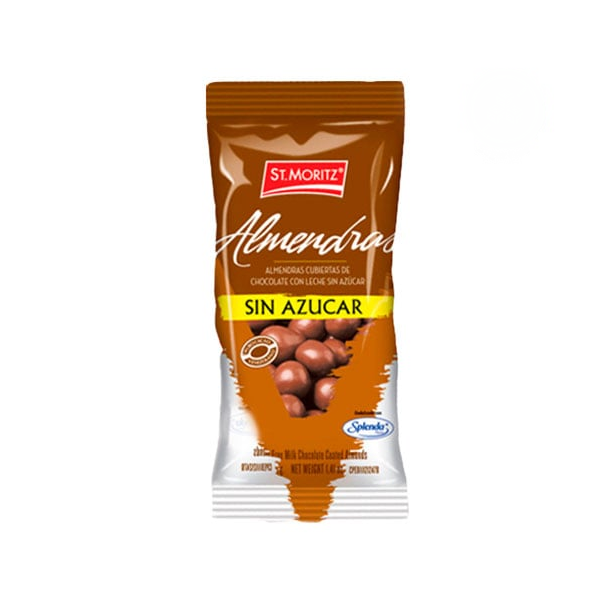 St.Moritz Almendras Cubiertas De Chocolate De Leche Sin Azúcar 40Gr.
