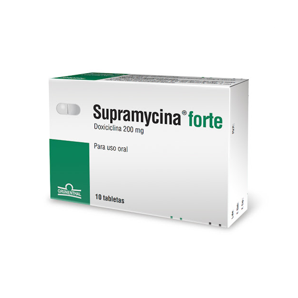 Supramycina Forte - Doxiciclina 200Mg X 10 Tabletas Grunenthal