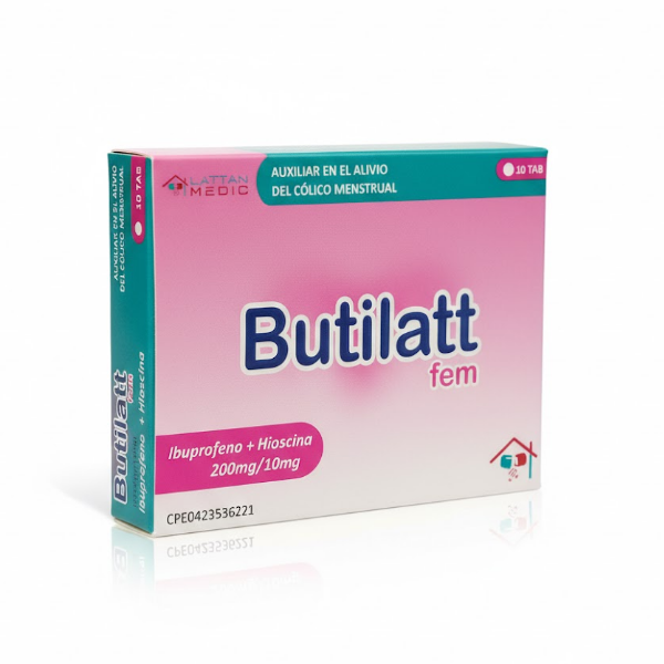 Butilatt Fem Butilbromuro De Hioscina + Ibuprofeno 200Mg/10Mg X 10 Comprimidos Lattan Medic
