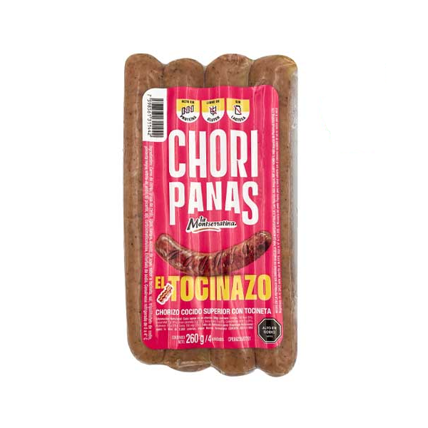 La Montserratina Choripanas  Chorizo Cocido Con Tocineta  260Gr