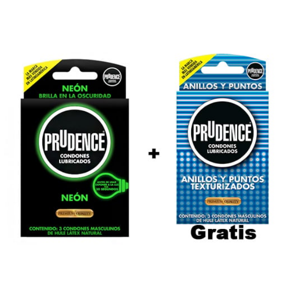Prudence Preservativo Neon Y Preservativos Puntos Pack X 6 Unidades