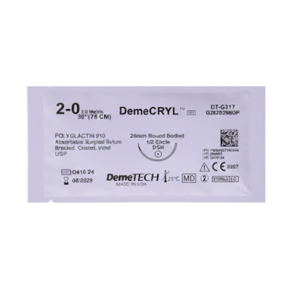 Sutura Vicryl 2-0 Aguja Curva No Cortante/Absorbible 26Mm-75Cm Demetech