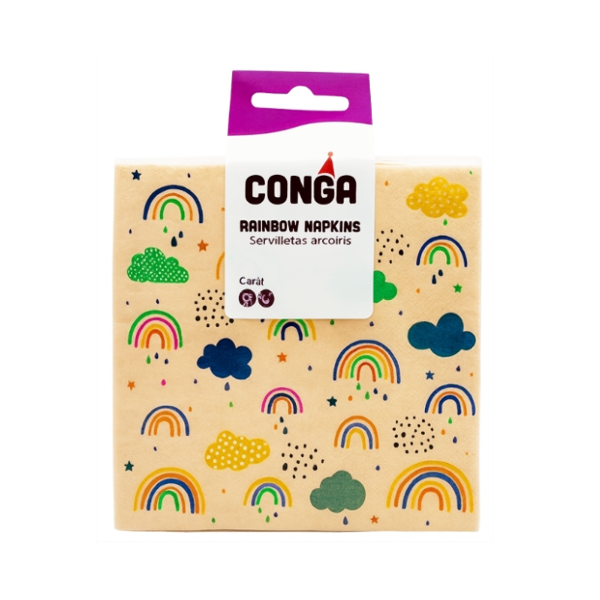 Conga Servilletas Arcoiris 25X25 X 20 Piezas. Se-1