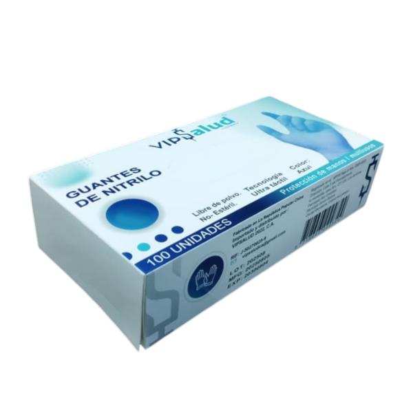 Guantes De Nitrilo Talla M Azul Sin Polvo X 100 Unidades Vipsalud