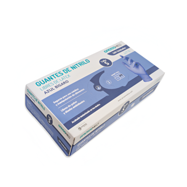 Guantes De Nitrilo T.S Azul Bigaro X 100Unds. Grossmed