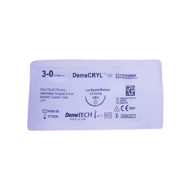 Sutura Vicryl 3-0 Aguja Curva Cortante Absorbible 19Mm/75Cm Demetech