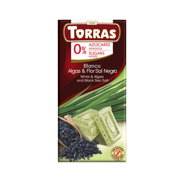 Torras Chocolate Blanco Algas & Flor Sal Negra 75Gr.