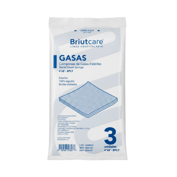 Gasa Esteril (4X8) X 3 Unidades. Briutcare