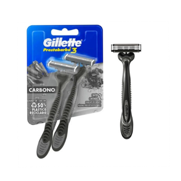 Gillette Afeitadora Carbono 3Hojas X 2 Unidades