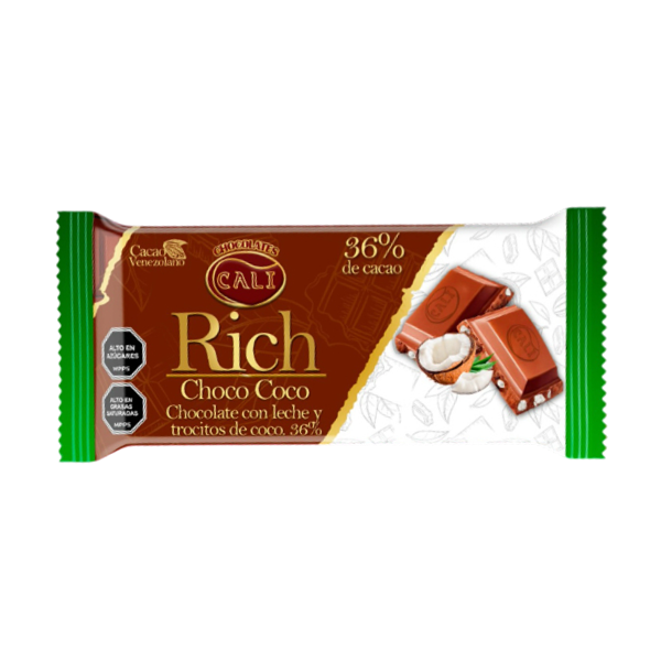 Cali Rich Barra Choco Leche Trozos De Coco 40Gr