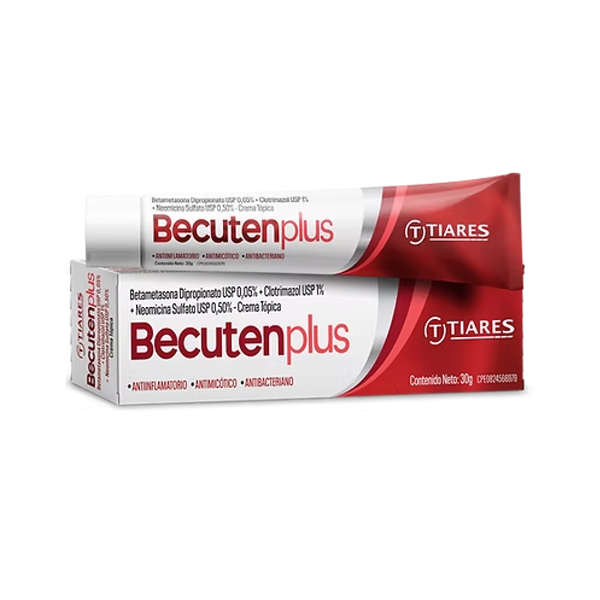 Becutenplus Betametasona+Clotrimazol+Neomicina Crema Tópica  X 30Gr .Tiares