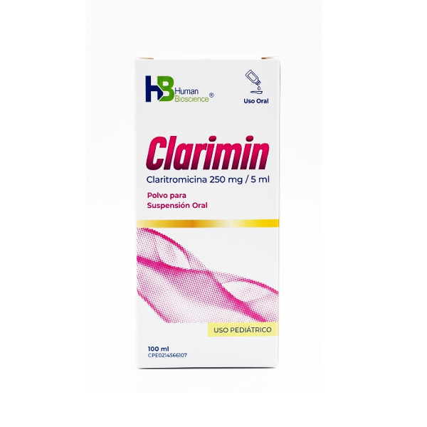 Clarimin Claritromicina Suspensión Polvo 250Mg/5Ml X 100Ml Human B