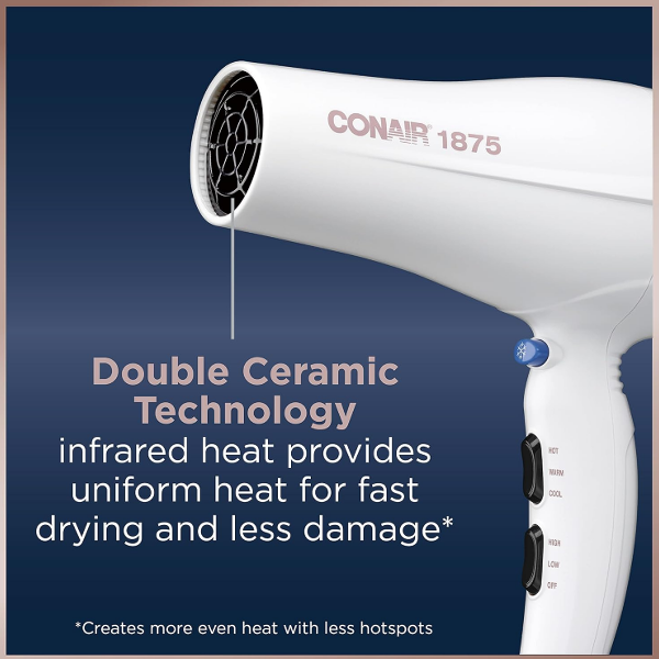 Conair Secador De Pelo De Ceramica Doble 1875 Watt - Imagen 3