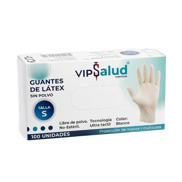 Guantes De Latex Talla S Blanco Sin Polvo X 100 Unidades Vipsalud