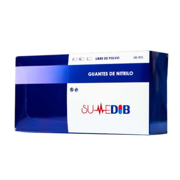 Guantes De Nitrilo Talla M Azul Sin Polvo X 100Und Sumedib