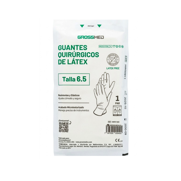 Guantes Quirurgicos De Latex 6.5 X 1 Unidad Grossmed