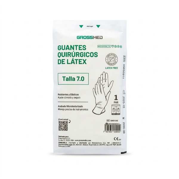 Guantes Quirurgicos De Latex 7.0 X 1 Unidad Grossmed