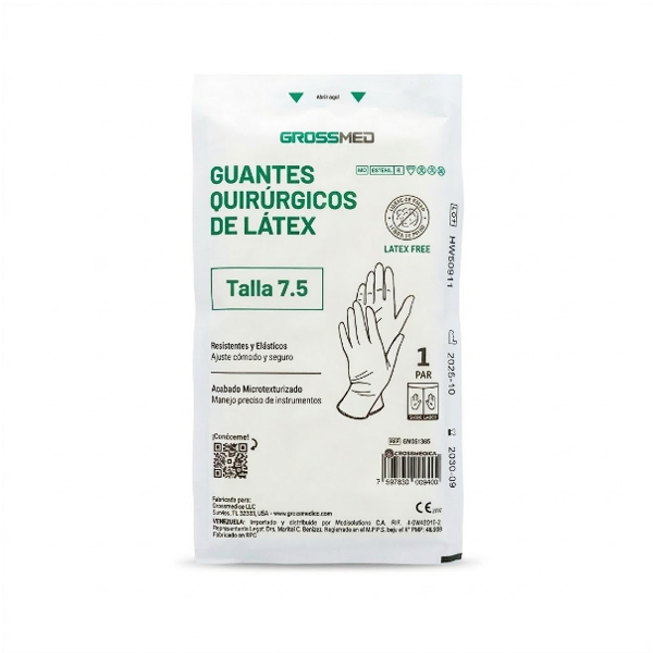 Guantes Quirurgicos De Latex 7.5 X 1 Unidad Grossmed
