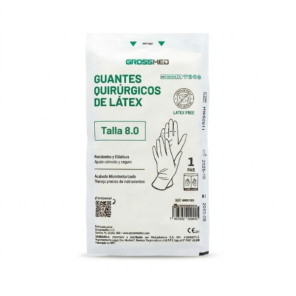 Guantes Quirurgicos De Latex 8.0 X 1 Unidad Grossmed