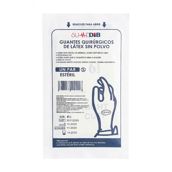 Guantes Quirurgicos De Latex Sin Polvo 6 1/2 X Unidad  Sumedib