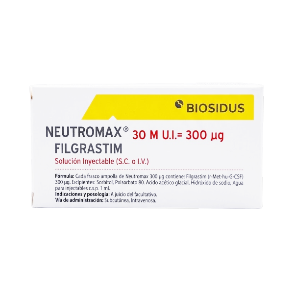 Neutromax - Filgrastim Solución Inyectable 300Mcg/1Ml I.V. Biosidus