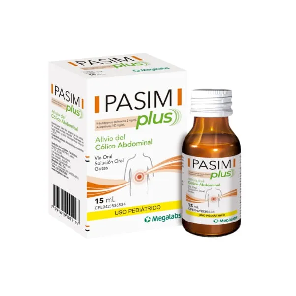 Pasim Plus Solución Gotas Butilbromuro De Hioscina+Acetaminofén 2Mg/100Mg X 15Ml Megalabs